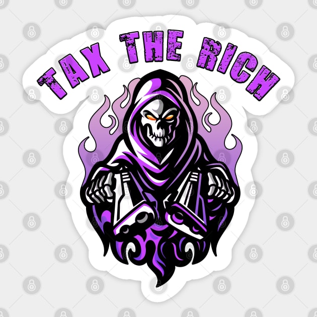 Tax The Rich Purple Sticker by Shawnsonart